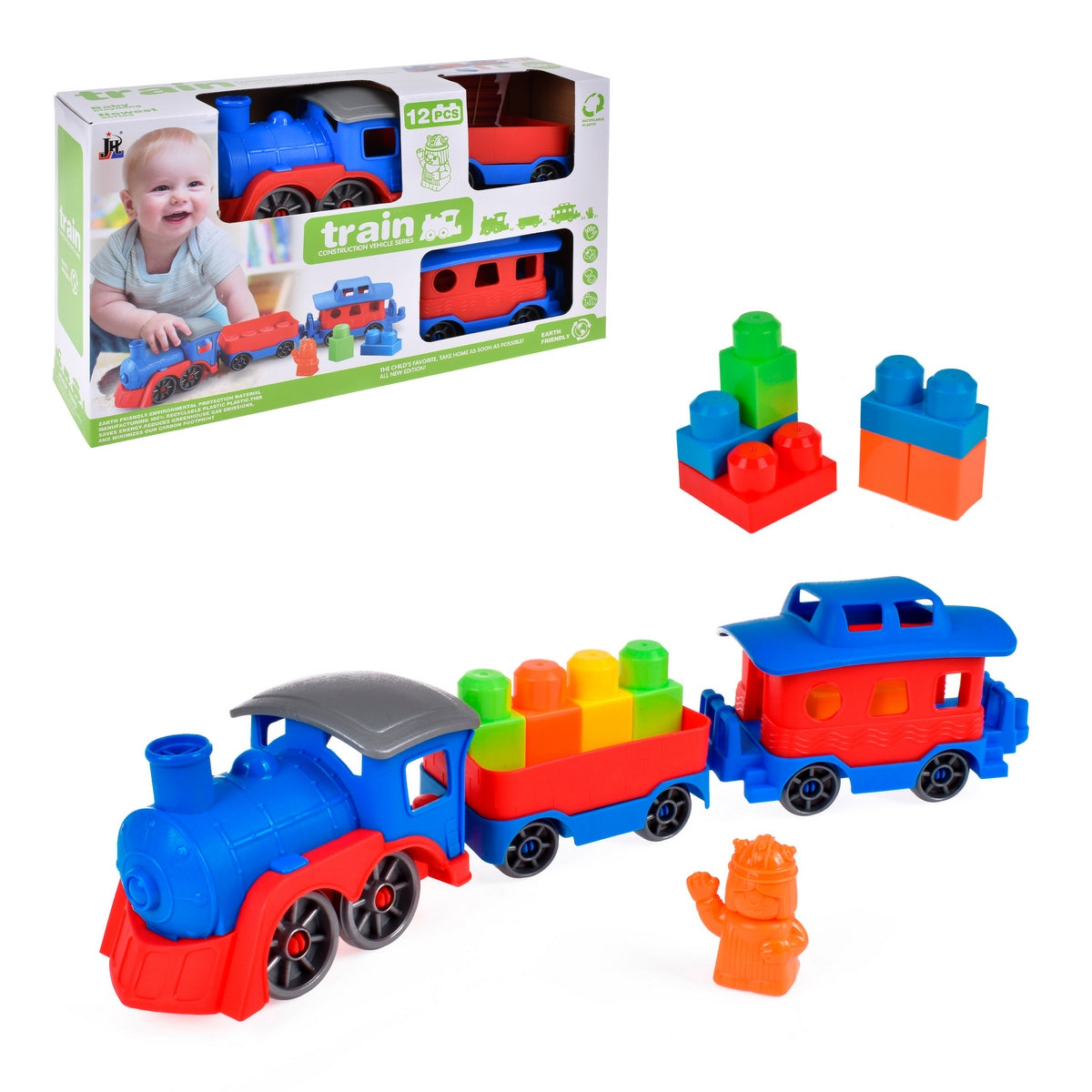 Tren Preescolar Tres Carros Con Bloques